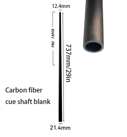 Carbon Fiber Cue Shaft Blank - 12.4mm Tip Pro Taper
