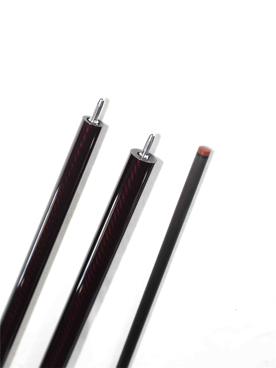 okhealing 3piece break jump cue with 3k twill red carbon butt and 12.9mm shaft tip