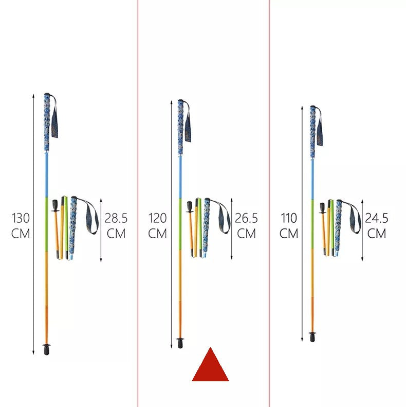 OKHEALING Carbon Fiber Trekking Poles with Ultra Light Folding Shaft and Colorful Surface For Hiking