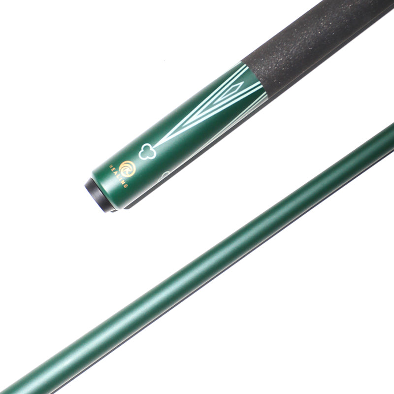 okhealing 1/2 fiberglass break cue with green paint on shaft and butt