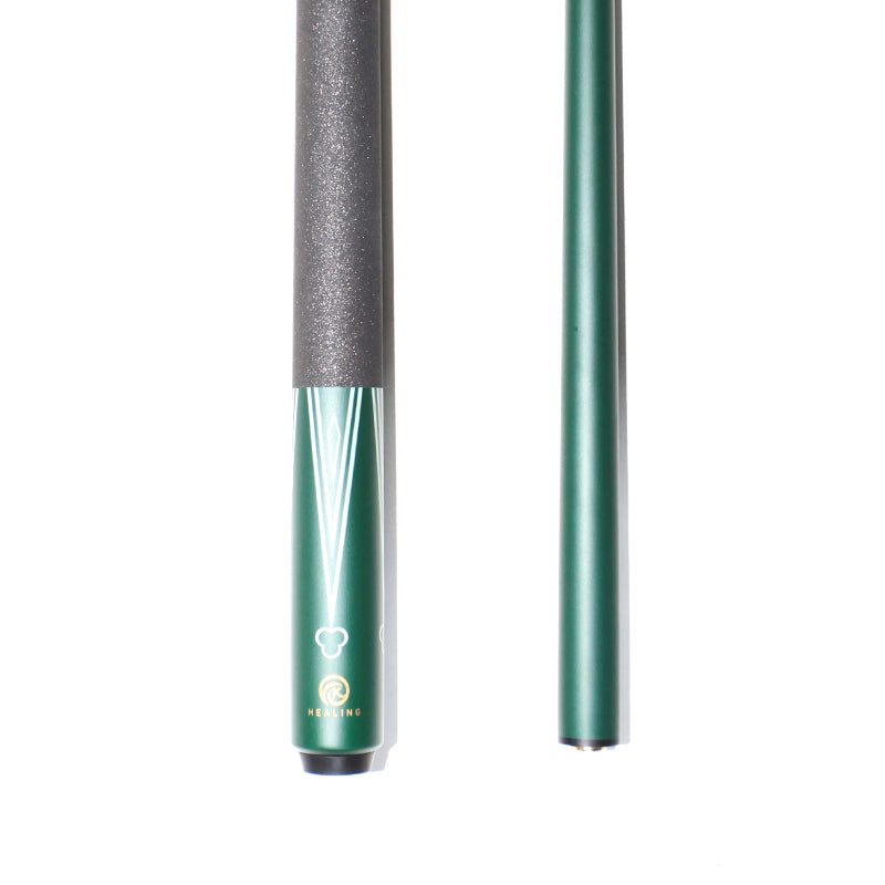 okhealing 1/2 fiberglass break cue with green paint on shaft and butt