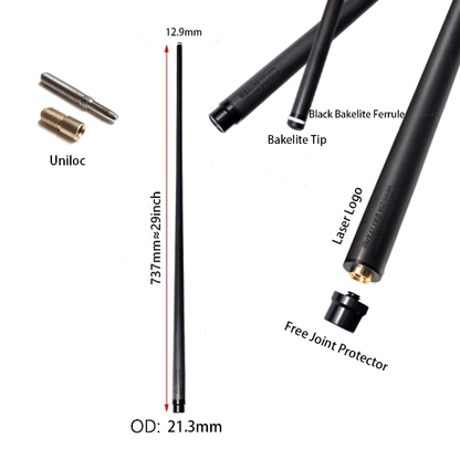 OKHEALING Carbon Shaft for Play Cue with 12.9mm Tip